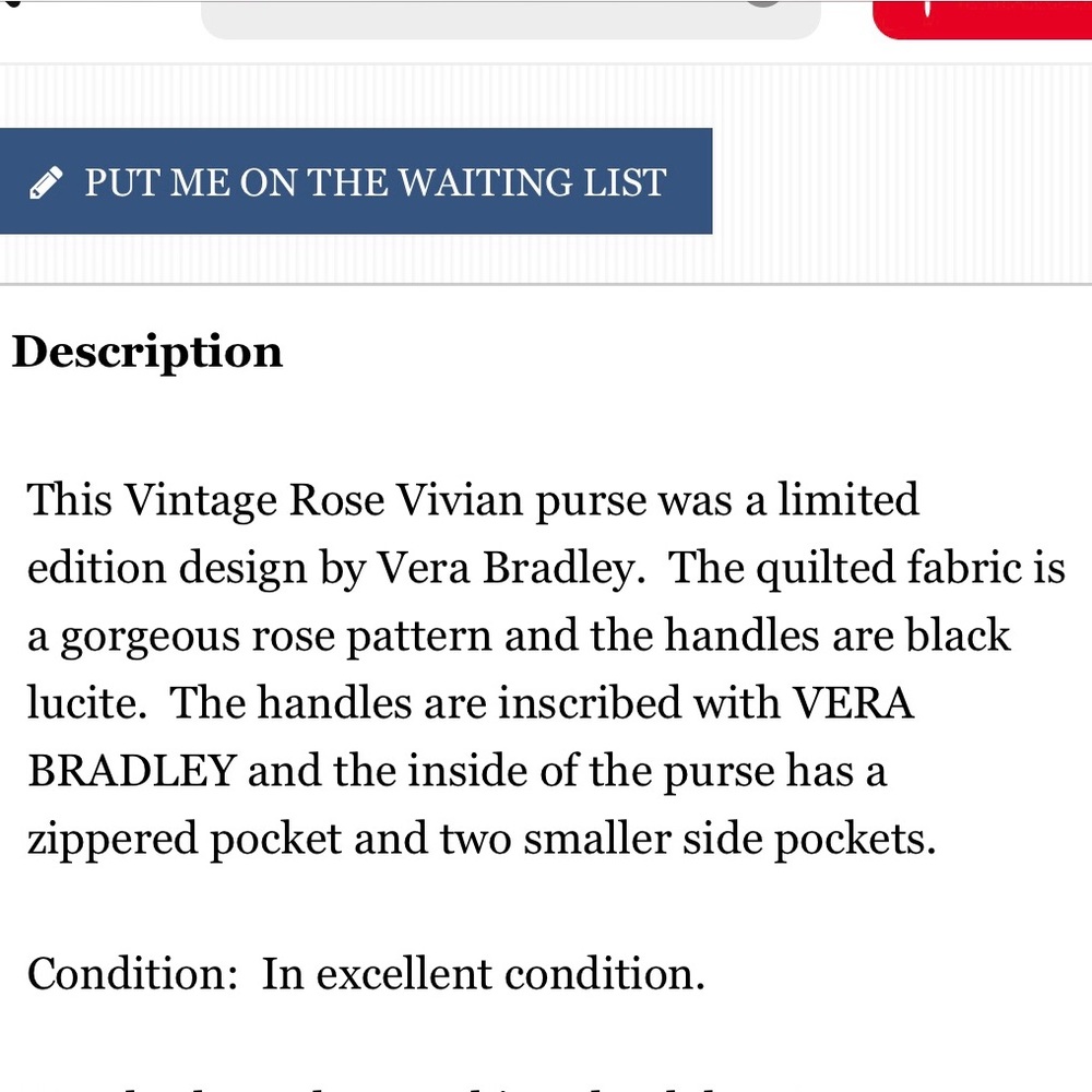 Vera Bradley Quilted Vintage Rose Purse - Picture 5 of 5